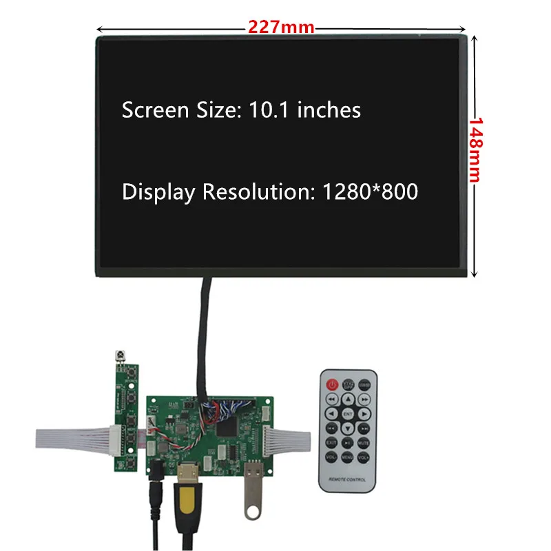 10.1Inch 1280*800 IPS DIY LCD Display Screen Driver Control Board U Disk HDMI-Compatible For Raspberry Banana Pi Mini PC Monitor