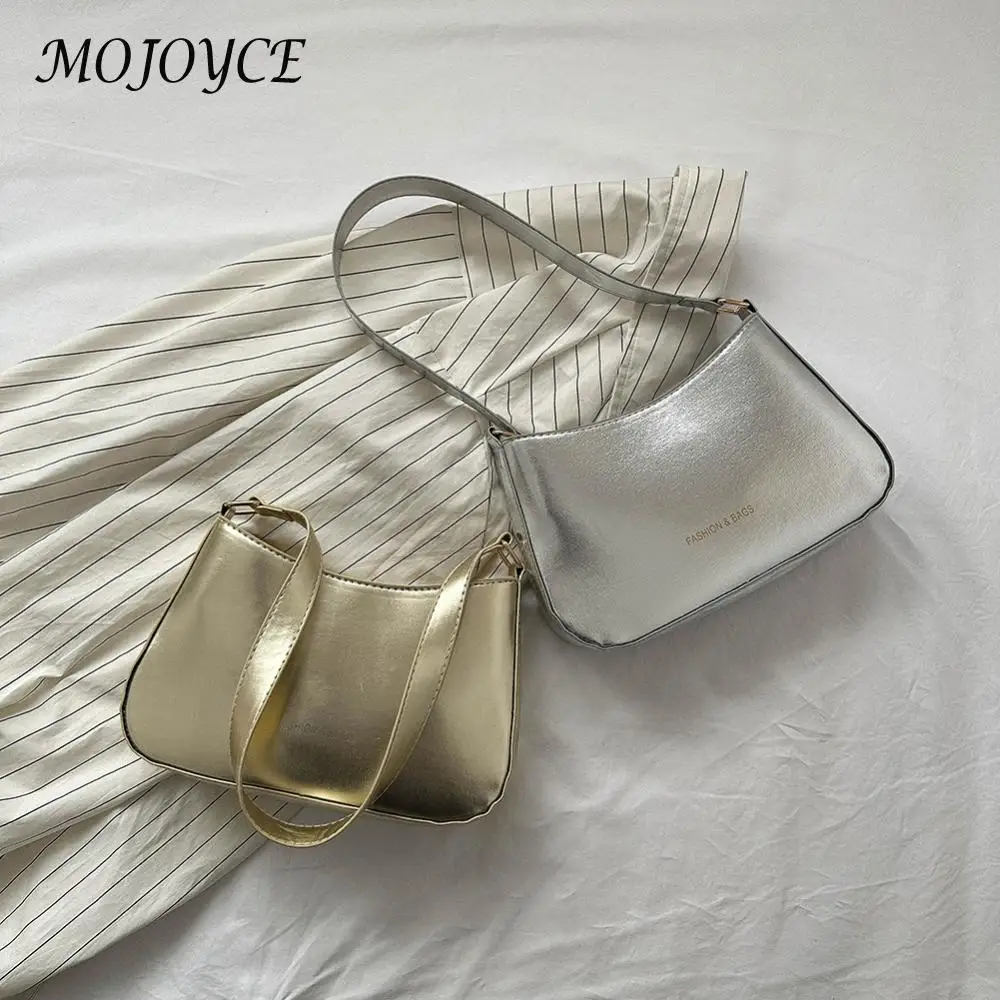 Underarm Bag Solid Color Totes Bags Women PU Shoulder Fashion Handbags Retro Soft Bags Casual Travel Armpit Bag Female