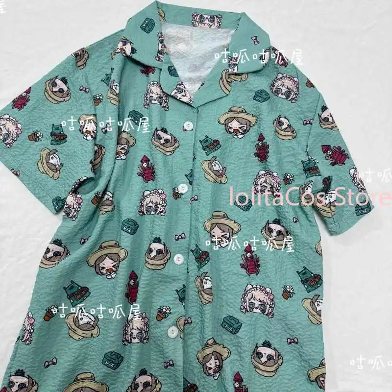 Juego Identity V Emma Woods, ropa de dormir de jardinero, pantalón corto informal de verano, Tops de manga corta, pantalones cortos, conjunto de pijama, disfraz de estudiante, chica de verano