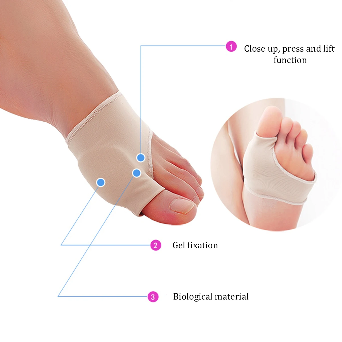 Gel Toe Spacer Bunion Protector Anti-slijtage Pad Voetverzorgingshulpmiddel Zachte medische kwaliteit Comfortabele herbruikbare elastische stof Grote teen