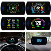 Multi-functions P12S Car HUD Head Up Display OBD2 On-board Computer Water Temp Fuel Consumption LCD Digital Speedometer Gauge