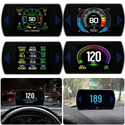 Multi-functions P12S Car HUD Head Up Display OBD2 On-board Computer Water Temp Fuel Consumption LCD Digital Speedometer Gauge