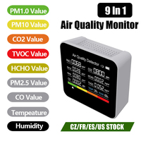 9 In 1 Air Quality Monitor CO2 Meter CO TVOC HCHO PM2.5 PM1.0 PM10 Temperature And Humidity Measurement Carbon Dioxide Detector