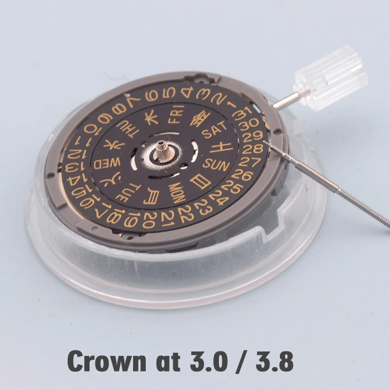 

Japan NH36 NH36A Kanji Movement Crown at 3.0/3.8 oclock Watch Machinery Automatic Gold Date Dial Watch Repair Movement