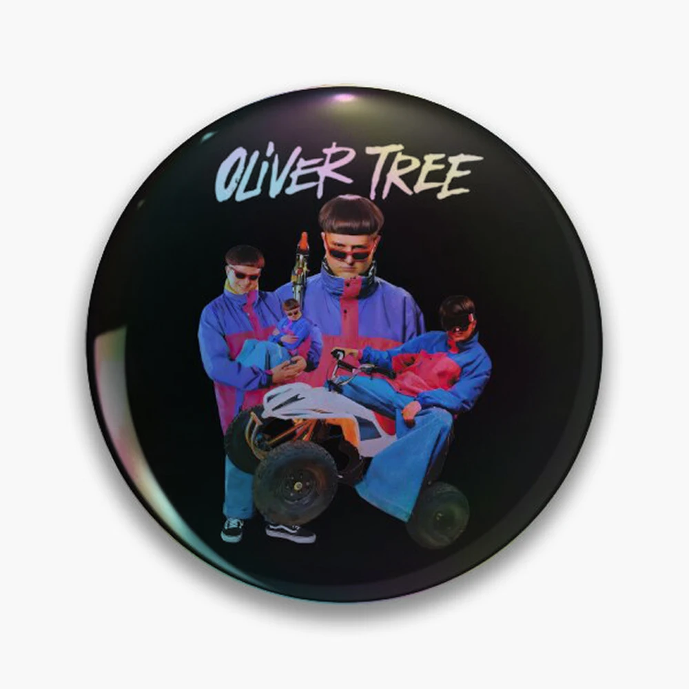 RIP Oliver Tree Tribute Fan Art Pin Holographic Star Heart Pin Brooches Laminated Button Fashion Accessory
