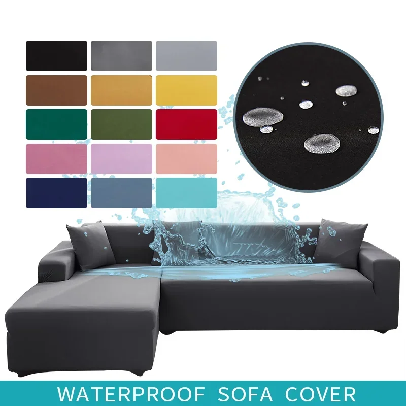 Fundas impermeables para sofá de 1/2/3/4 asientos, cubierta elástica sólida para sofá en forma de L, Protector de banco