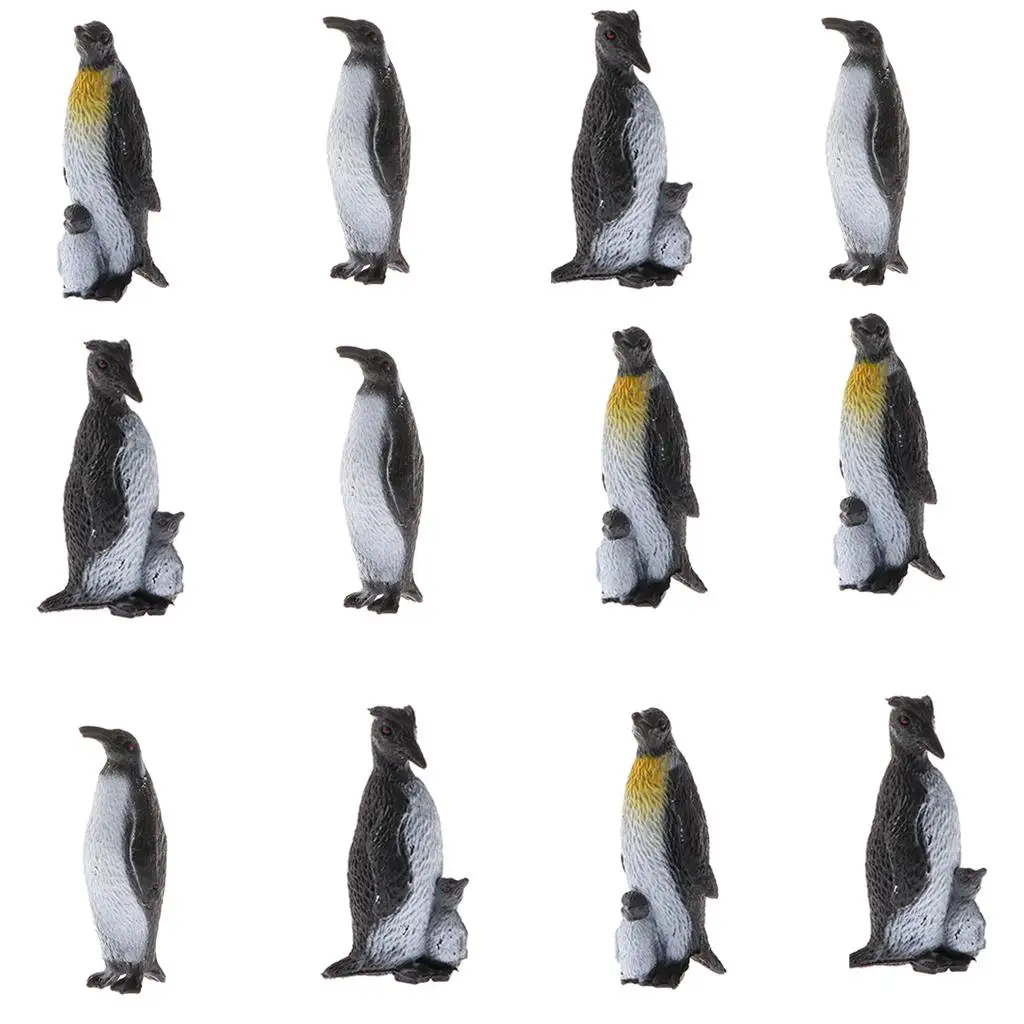 12 Pieces Plastic Animal Model Cute Penguin toy children kids Birthday Presents