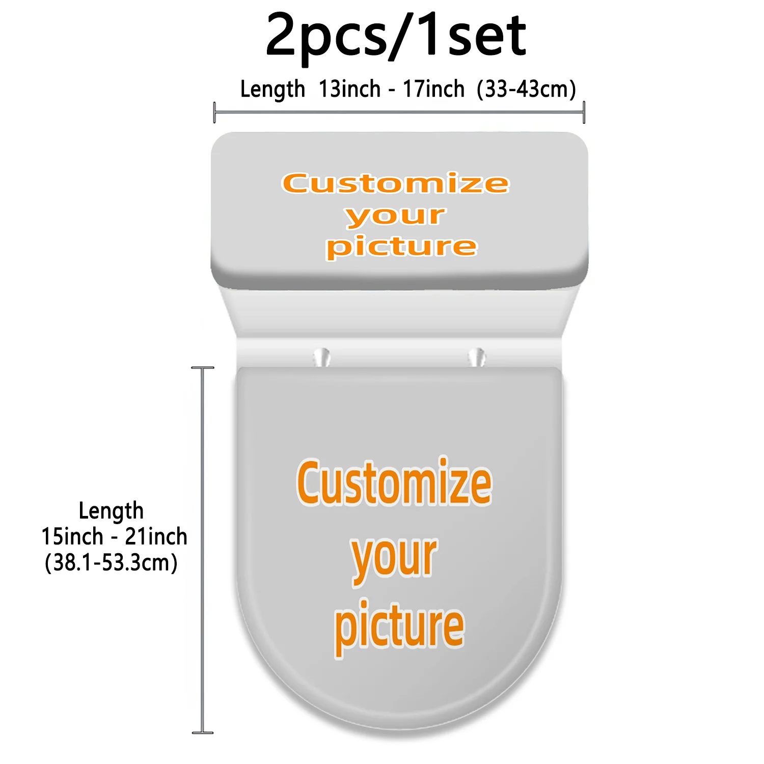 Custom Toilet Seat And Tank Cover Set Personalized DIY Print Pattern Bathroom Protector Decoration Stretch Fabric Easy Install