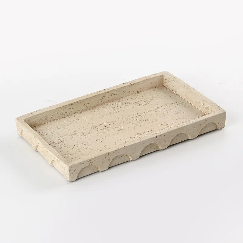 European medieval style imitation travertine tray ornament modern wabi sabi model room abstract art tea fruit plate ornament view 5