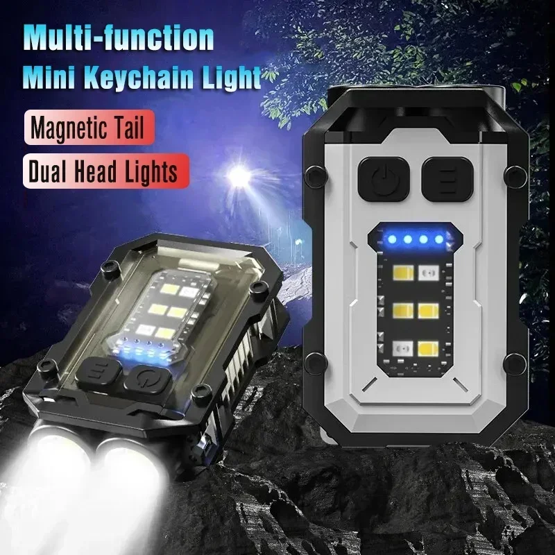 Powerful Pocket Torch Light Rechargeable Super Bright LED Multifunctional Linterna Magnetic COB LED EDC Mini Keychain Flashlight