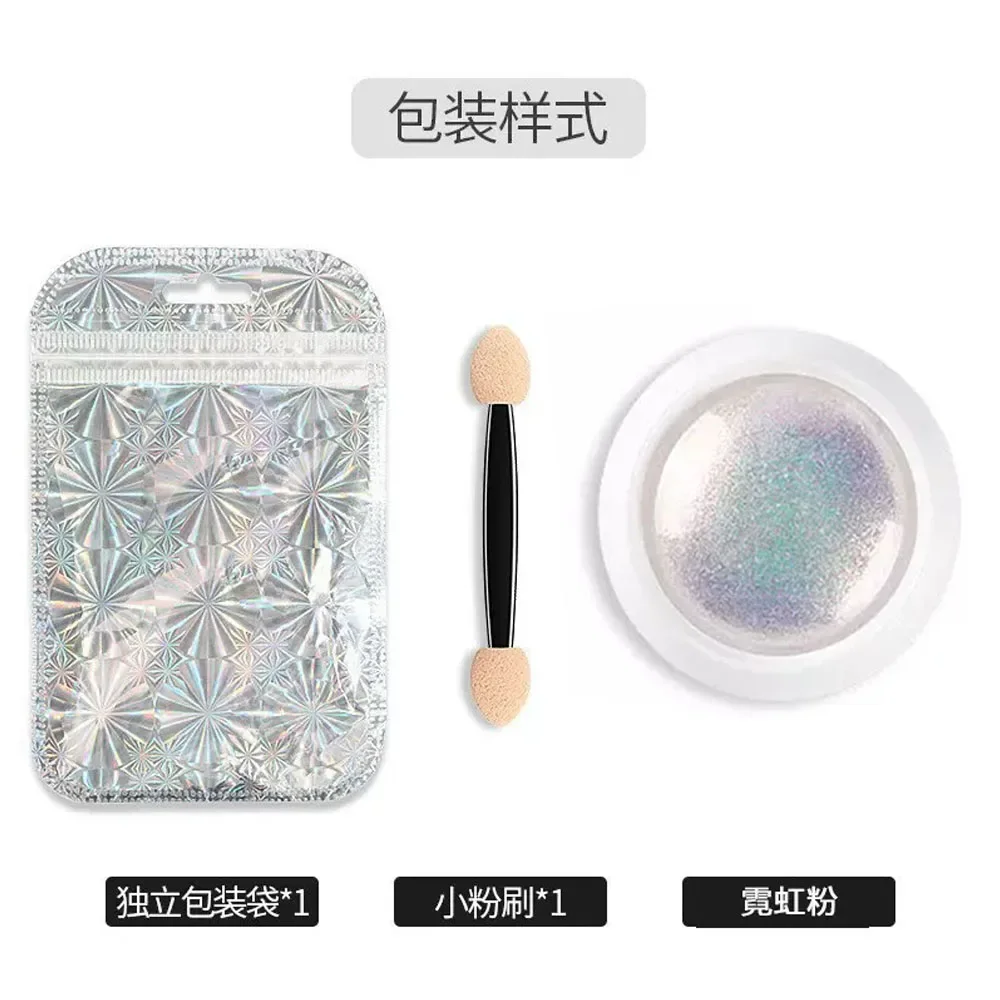 1Jar Pearl Effect Nail Powders Mirror Aurora Chrome Mermaid Nails Art Powder Rainbow AB Magic Mirror Pearl Shell Powder Supplies