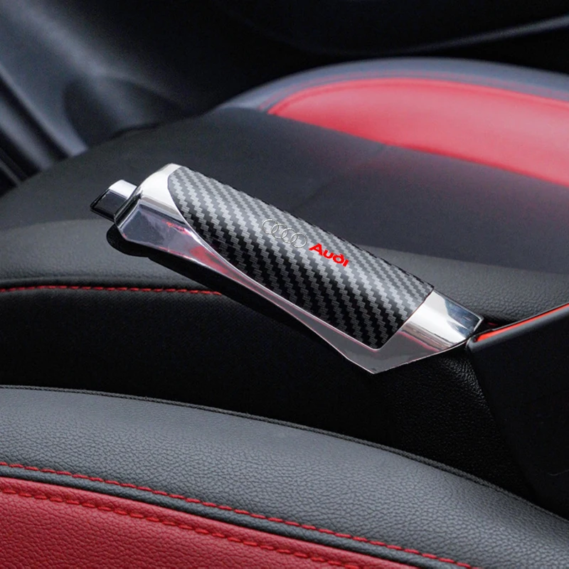 Car Hand Brake Cover Handbrake Grips Protection Cover Carbon Fiber For Audi A4 b6 b7 A4L A3 A8 Q3 Q5 Q7 Q5L A7L RS4 Accessories