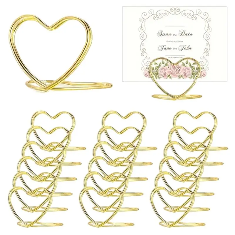[NEW!】 Gold Heart For Wedding,Party Office Card Holders-32PCS For Small Photo Pictures Business Game Cards Stand Clips