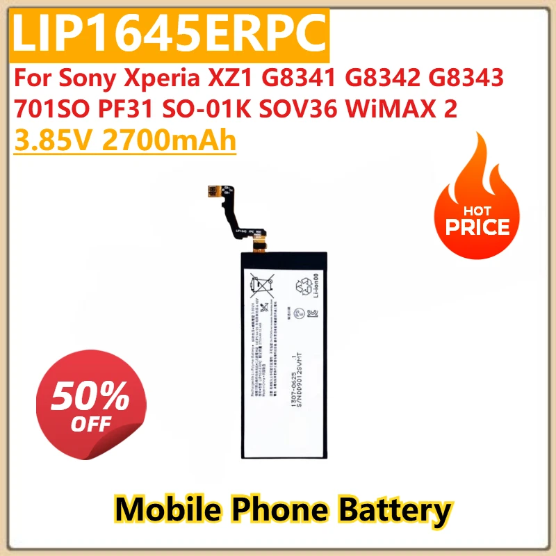 

New 3.85V 2700mAh Mobile Phone Battery LIP1645ERPC For Sony Xperia XZ1 G8341 701SO G8342 G8343 PF31 SO-01K SOV36 WiMAX 2