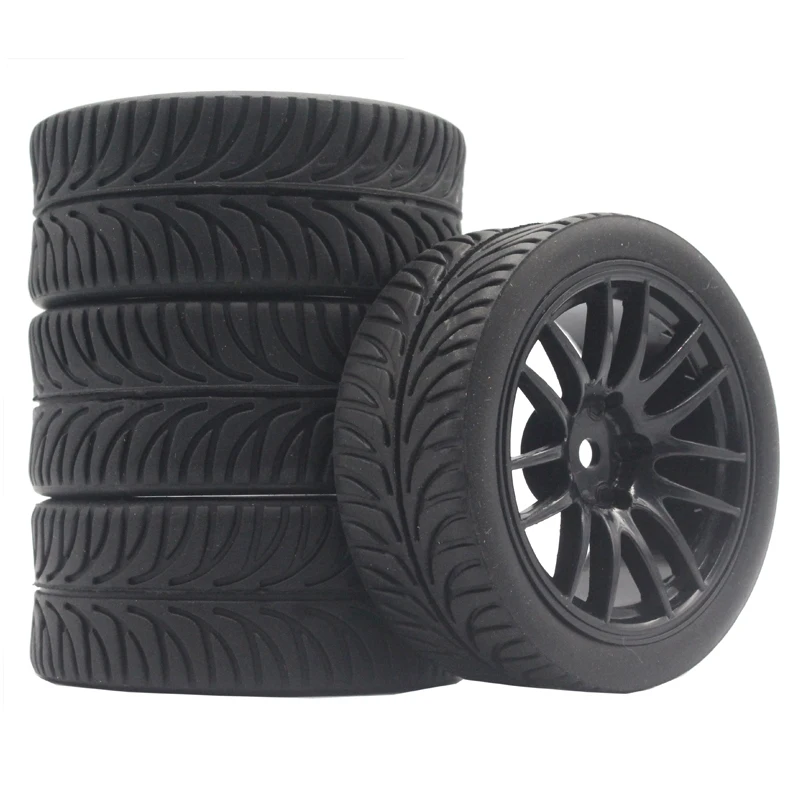 Pneus de voiture sur route 1/10, 26x64MM, jante de roue en plastique, pneu en caoutchouc 9062 pour HSP Tamiya HPI Kyosho Sakura 94122 94123 D3 D4 tt02, 4 pièces