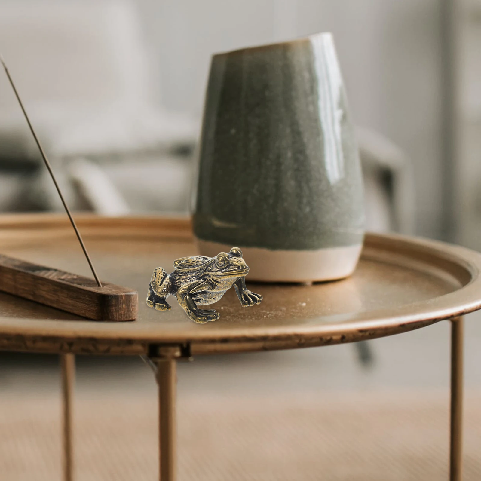 

Brass Frog Figurine Decorative Handicraft naments Desktop Tea Pet Adornment Small Lightweight Home Office Tea Set Multipurpose