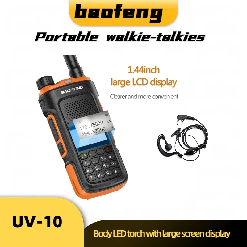 UV 10 PRO Walkie Talkie jarak jauh Frekuensi reproduksi nirkabel 16 KM 999 saluran Radio dua arah pengisi daya USB berkemah