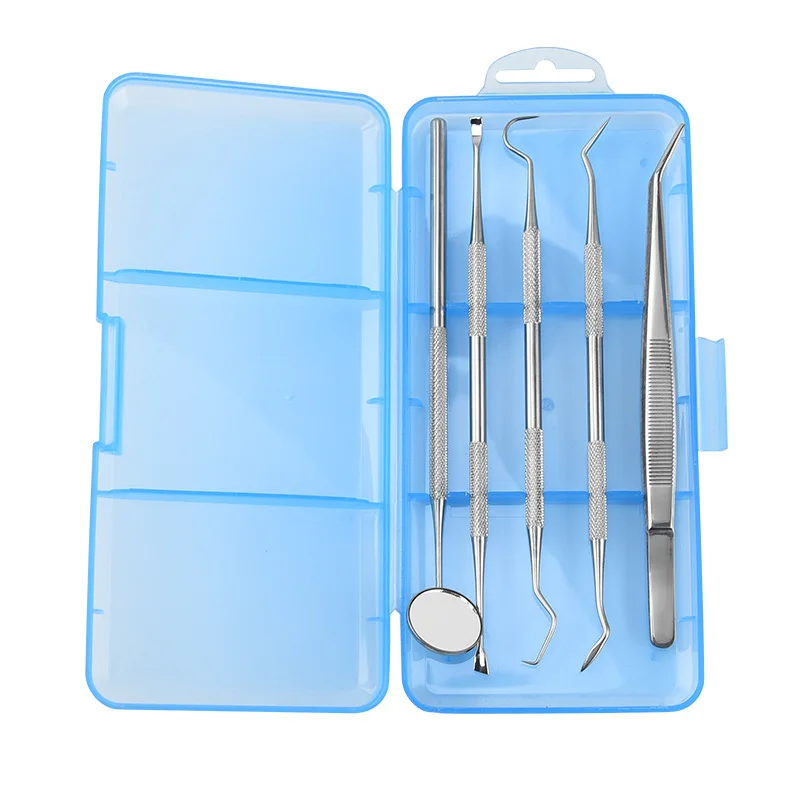 الشركة المصنعة بالجملة الأسنان 5 قطعة مجموعة الاستخدام المنزلي التحقيق الجير نظافة العناية بالأسنان أدوات مرآة الفم #5