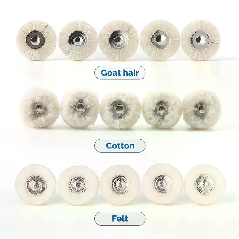5 PCS/Pack Dental Polishing Brush Wheel 2.35mm RA Polisher Felt Cotton White Goat Hair For Low Speed Handpiece Dentistry Tool