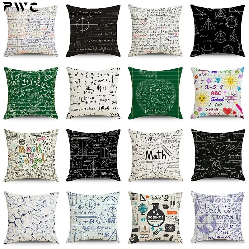 

Mathematical Physics Chemistry Equation Cushion Cover Personality Geometry Formula Graffiti Student Bedside Linen Pillow Cover