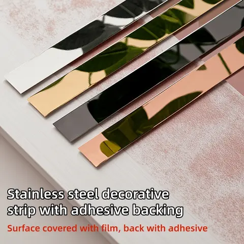 10 meter/393.7 inch self-adhesive stainless steel decorative strip with mirror effect, suitable for indoor DIY decoration