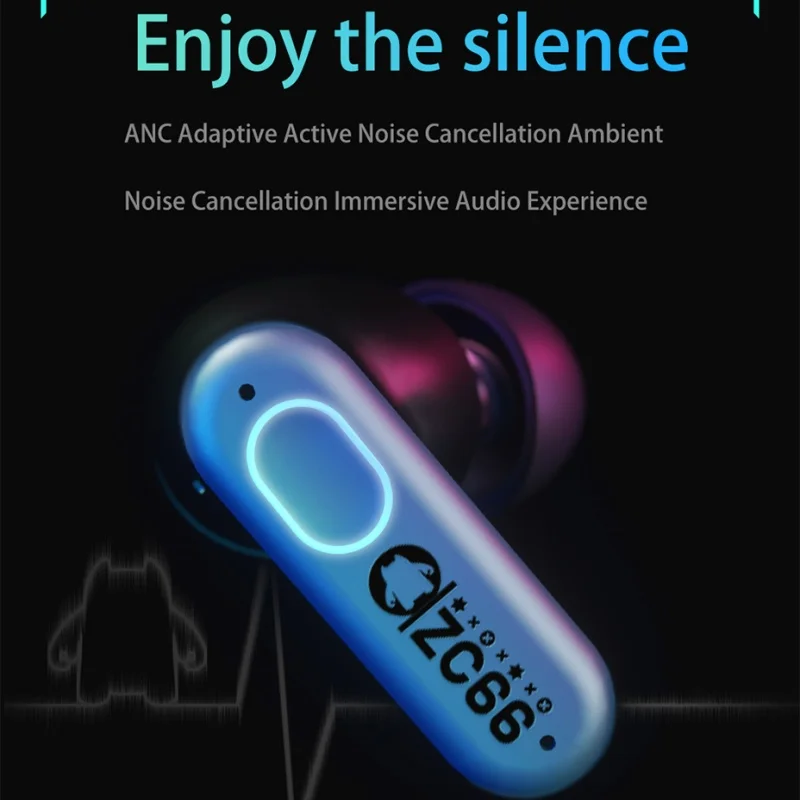 Zombie Cat B5 TWS سماعة لاسلكية تعمل بالبلوتوث سماعات ANC نشط إلغاء الضوضاء الرياضة سماعة الموسيقى ألعاب العصرية الهيب هوب سماعة