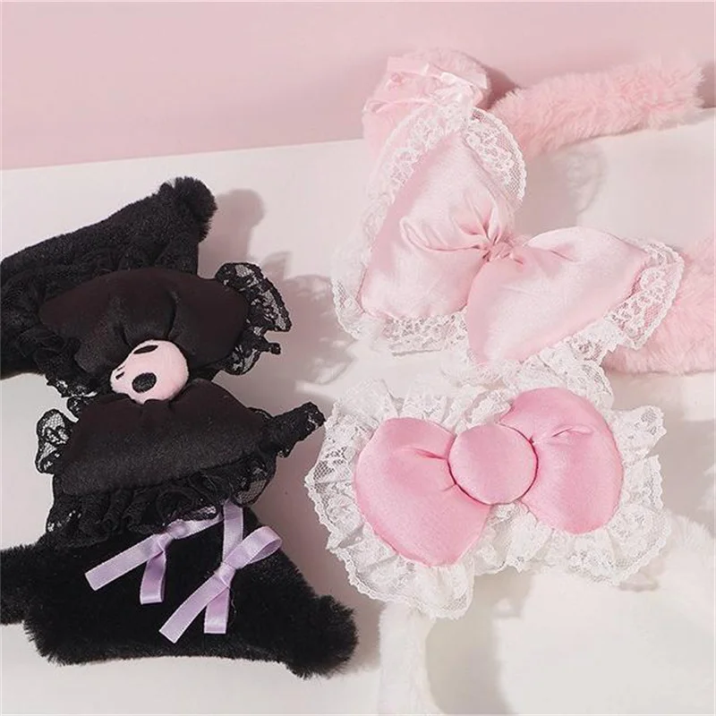 Sanrio Sweet Fashion Headband Kuromi My Melody Cute Anime Plush Hair Hoop For Girls Princess Style All-match Hair Accessories