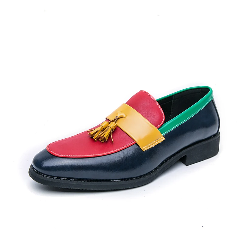 

Color Match Fashion Tassels Loafers British Casual Leather Shoes Round Toe Slip-on Business Office Men Shoes Moccasins