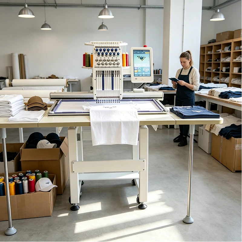 Flat Cap 12 Needle Single Head Embroidery Machine For Independent Fashion Designer Batch Custom Hat Shirt Sample Production