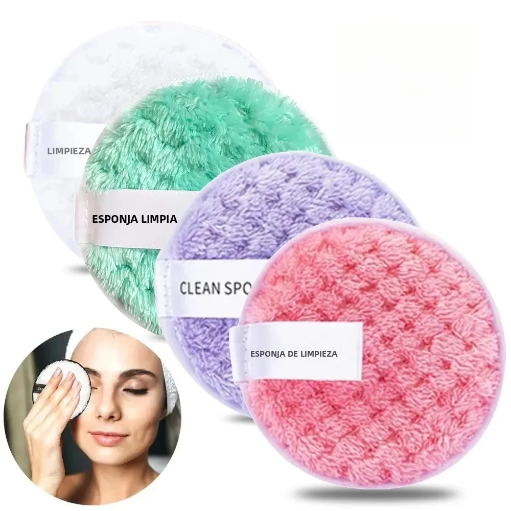 1 unidad de toallita desmaquillante de microfibra de algodón, lavable, para limpieza de maquillaje, esponja de limpieza, herramienta para el cuidado de la piel