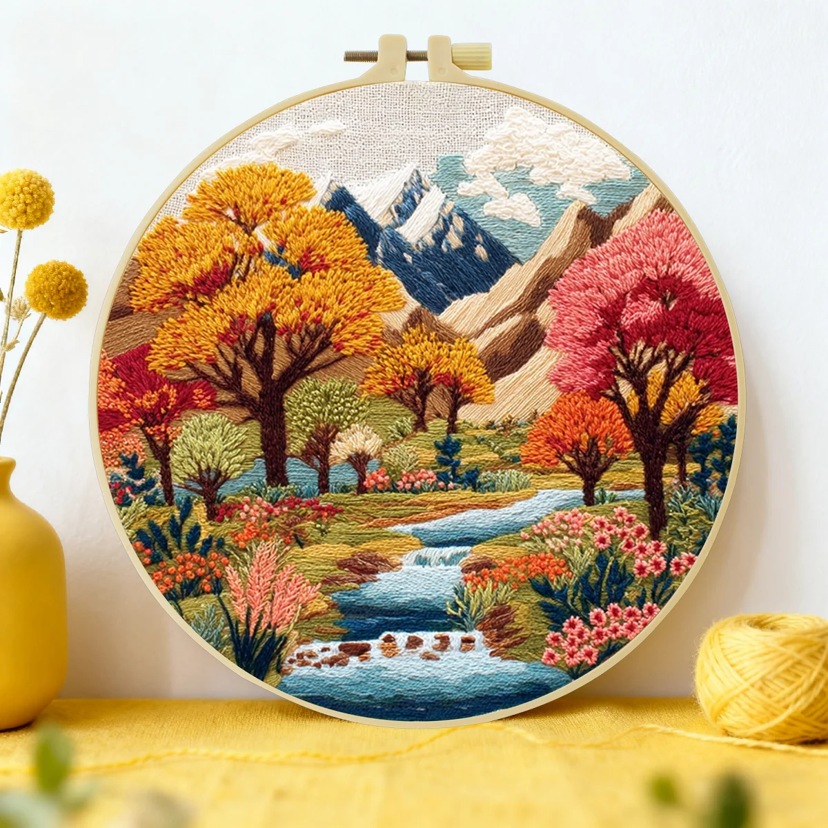 1 Stück 20X20CM/15X15CM 7,87/6,3 Zoll Berg-Stickerei-Starter-Kit DIY-Kit DIY-Stickerei-Set Handarbeiten Nähkunst – Detail 1