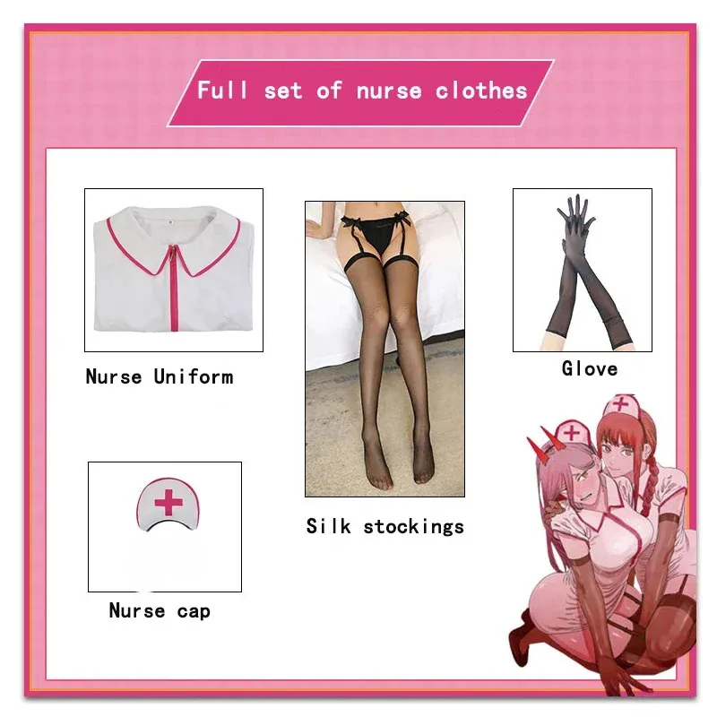 Power Nurse cosplay anime motosega uomo cosplay sexy power nurse costume cosplay parrucca vestito di Halloween per donne ragazze