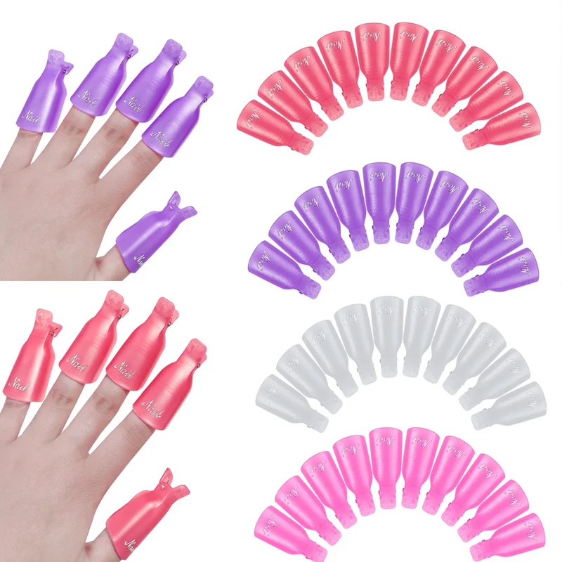 Clips dissolvant de vernis Gel UV, 10 pièces, en acrylique coloré, pour Nail Art, capuchon à tremper, nettoyage des ongles, manucure, outils pour enlever les doigts