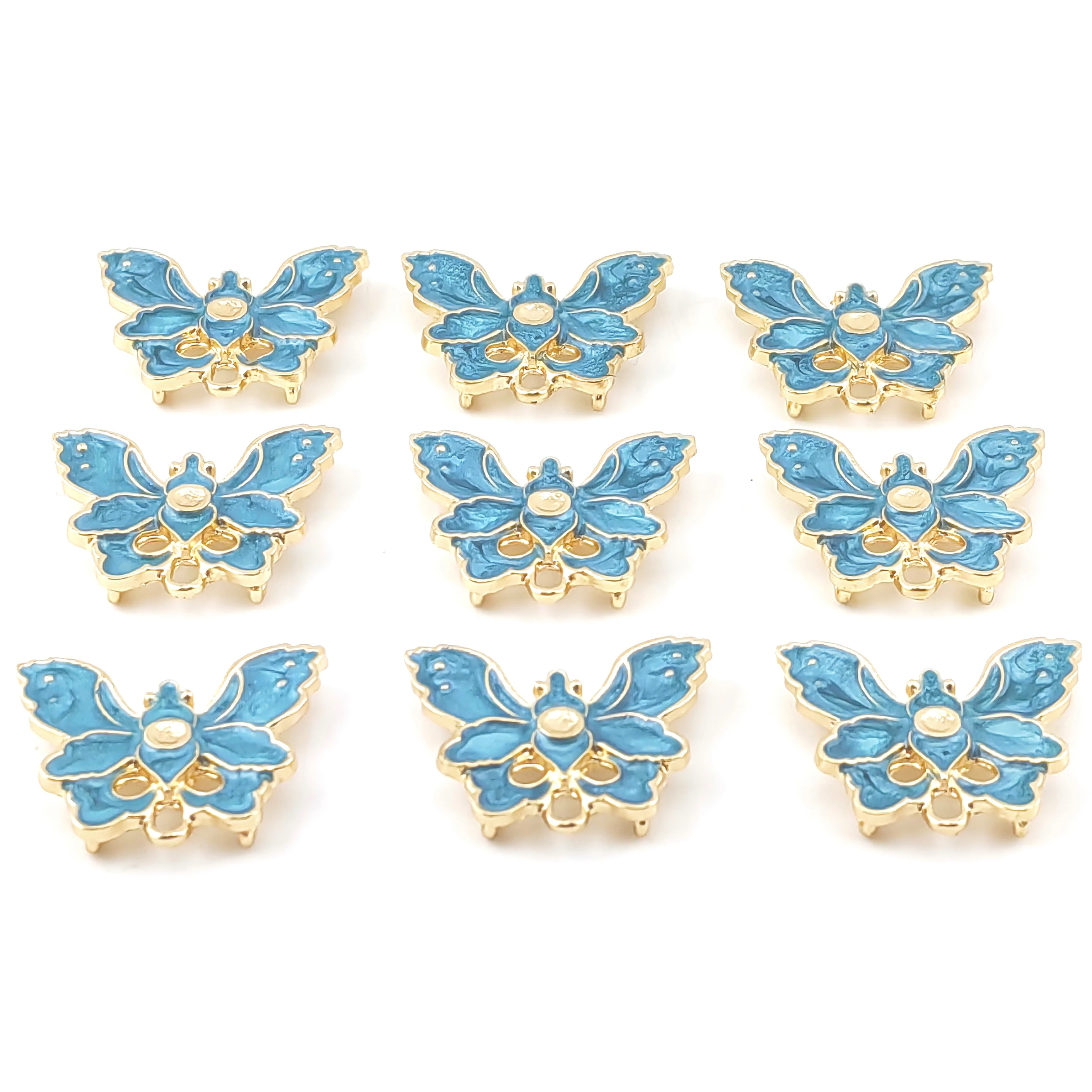 10pcs Blue Butterfly Alloy Accessories DIY For Hair Crown Hair Pin Material Earrings Necklace Accessories(2cm*2.5cm)