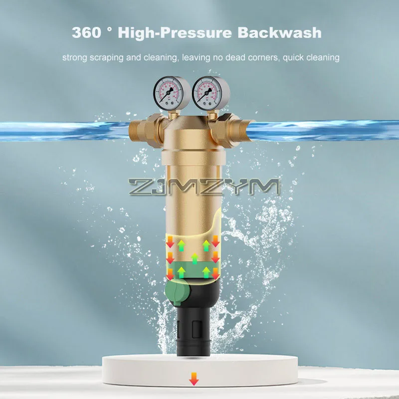 

New Water Filtration Copper Pre Filter Purifier Whole House Spin Down Sediment Water Filter 360° High Pressure Backwash