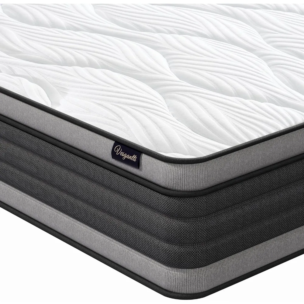 

Queen Mattress, 14 Inch Hybrid Innerspring Mattress with Memory Foam, Individually Pocket Coils for Motion Isolation,