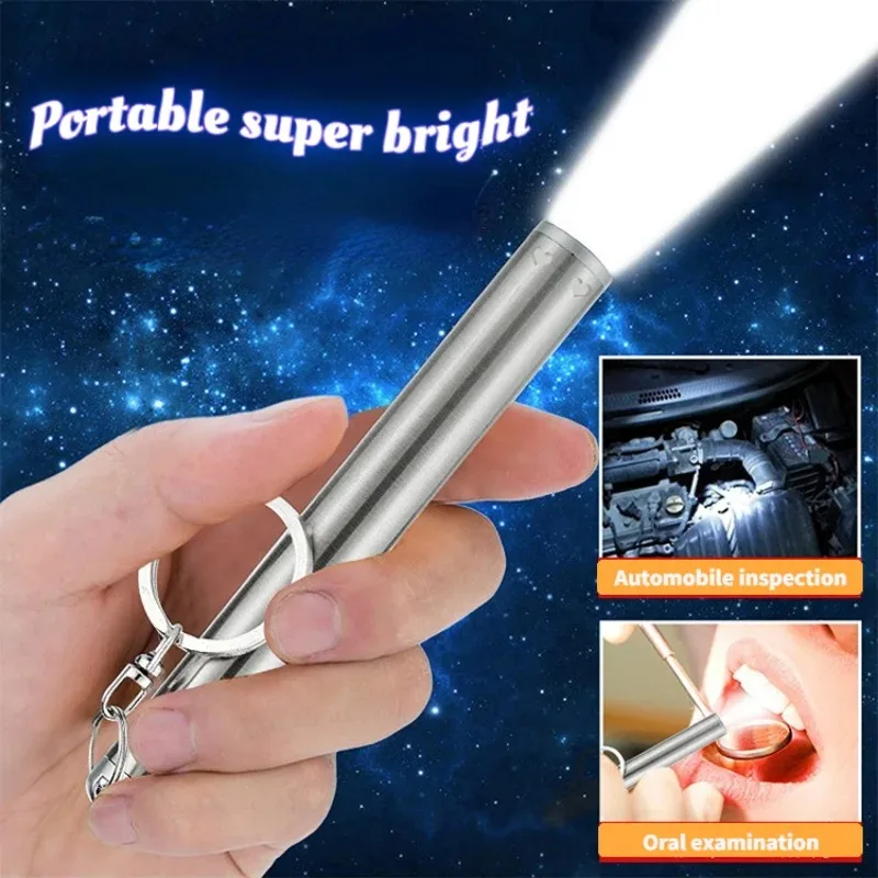 2024 new bright flashlight key chain stainless steel multi-purpose remote portable super bright household mini flashlight