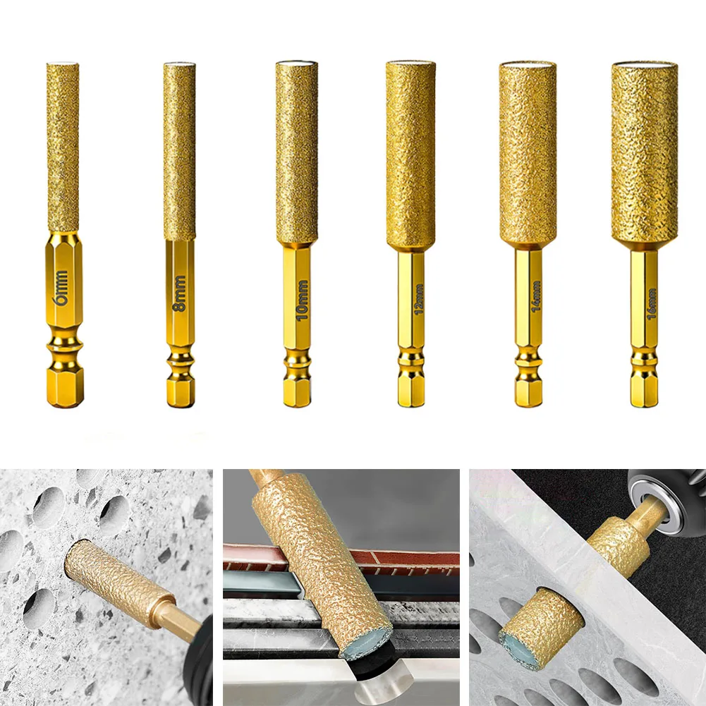 

6 шт. 6/8/10/12/14/16 мм колонковое сверло с шестигранным хвостовиком для плитки, гранита, мрамора, бетона, инструменты для сухого сверления