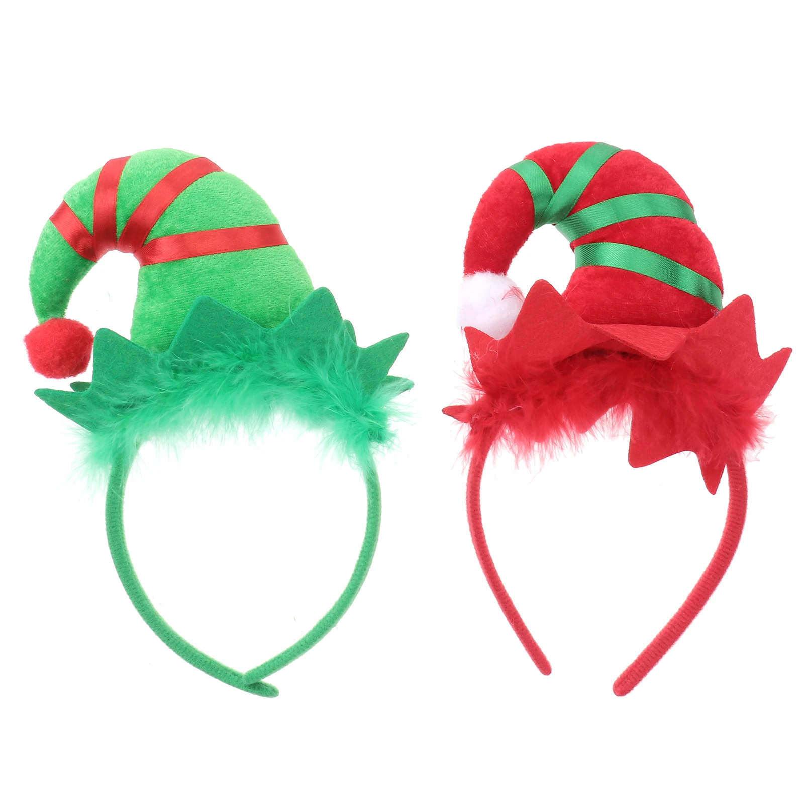 

2Pcs Christmas Headdress with Red Green Horns Hair Hoop Festive Party Accessory Costume Beach Celebration New Year Eve