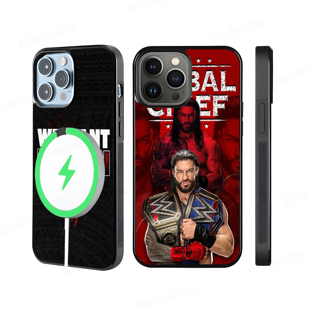 W-Wrestling Star R-Roman R-Reigns Phone Case Magesafe Magnetic Wireless Charge Case For IPhone 16 11 12 13 14 15 Pro Max Plus