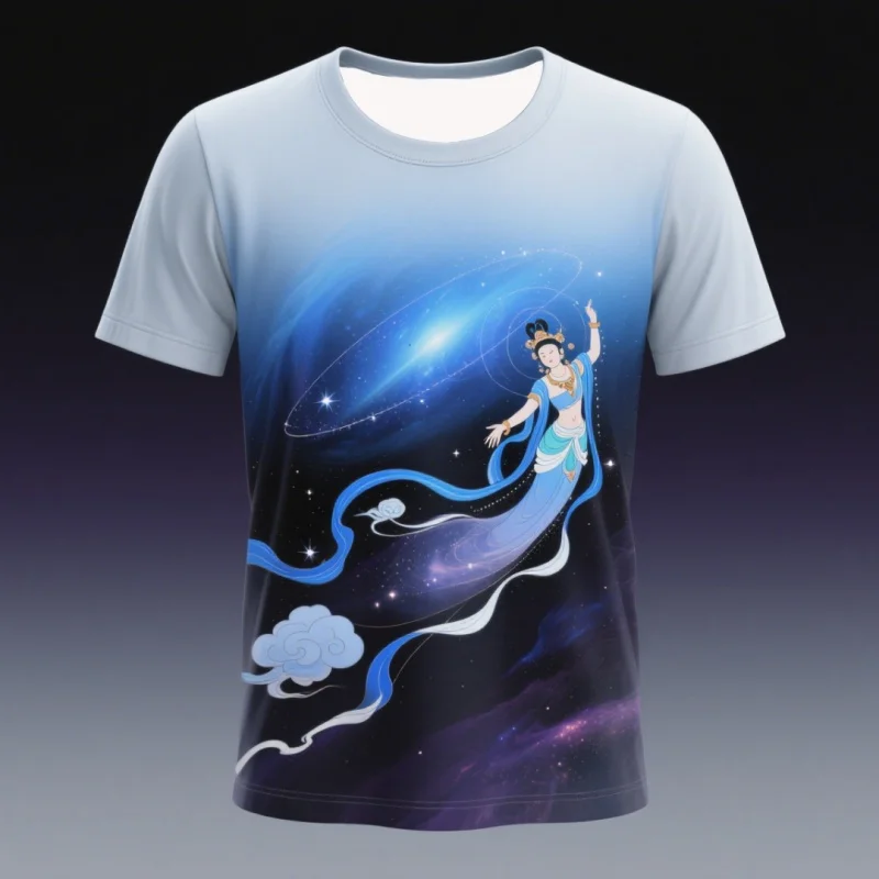 3D Printed Starry Sky Universe T-Shirt For Men Fairy Graphic Tees Summer Casual Round Neck Short Sleeve Tops Street Tee Shirts