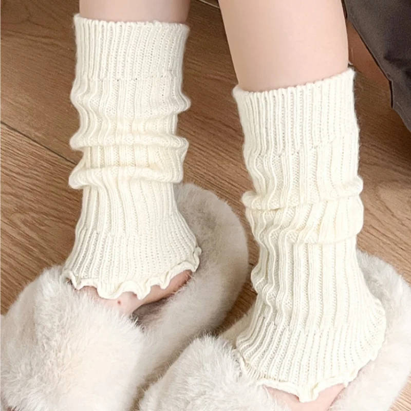 

0-3Yrs Children Leg Warmers Autumn Winter Thicken Warm Wear Lolita Pile Stocking Fashion Knitted Outdoors Socks Cover For Girls