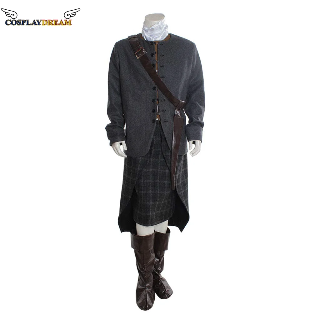 （in stock）Outlander Season 1 Jamie Fraser Cosplay Costme Uniform Suit 15th Scottish Highland Men\'s Uniform Set Halloween Costume