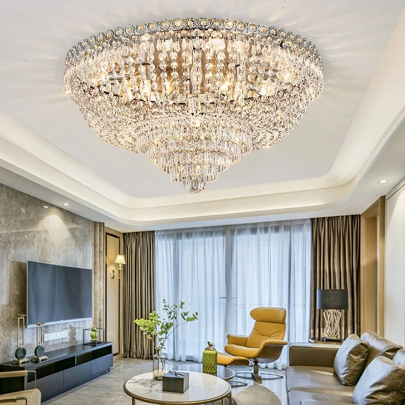 

Modern American Style LED Crystal Lamp Circular Home Decoration, Living Room Bedroom Dining Room Hotel Ceiling Ceiling Light