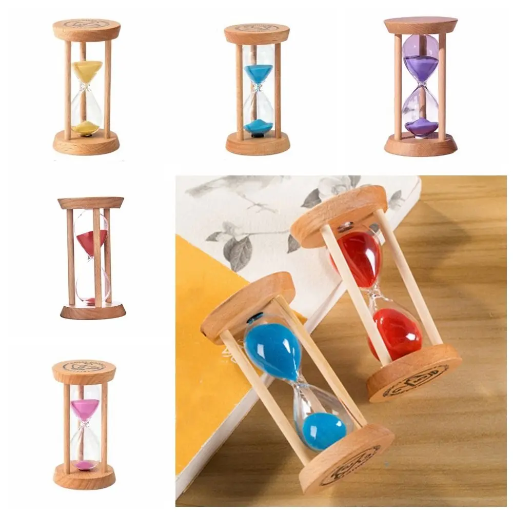 Stable Connection Wooden Hourglass Wooden 1/3/5 Minutes Round Hourglass Timers No Deformation 5 Colors Timer Desktop Decor