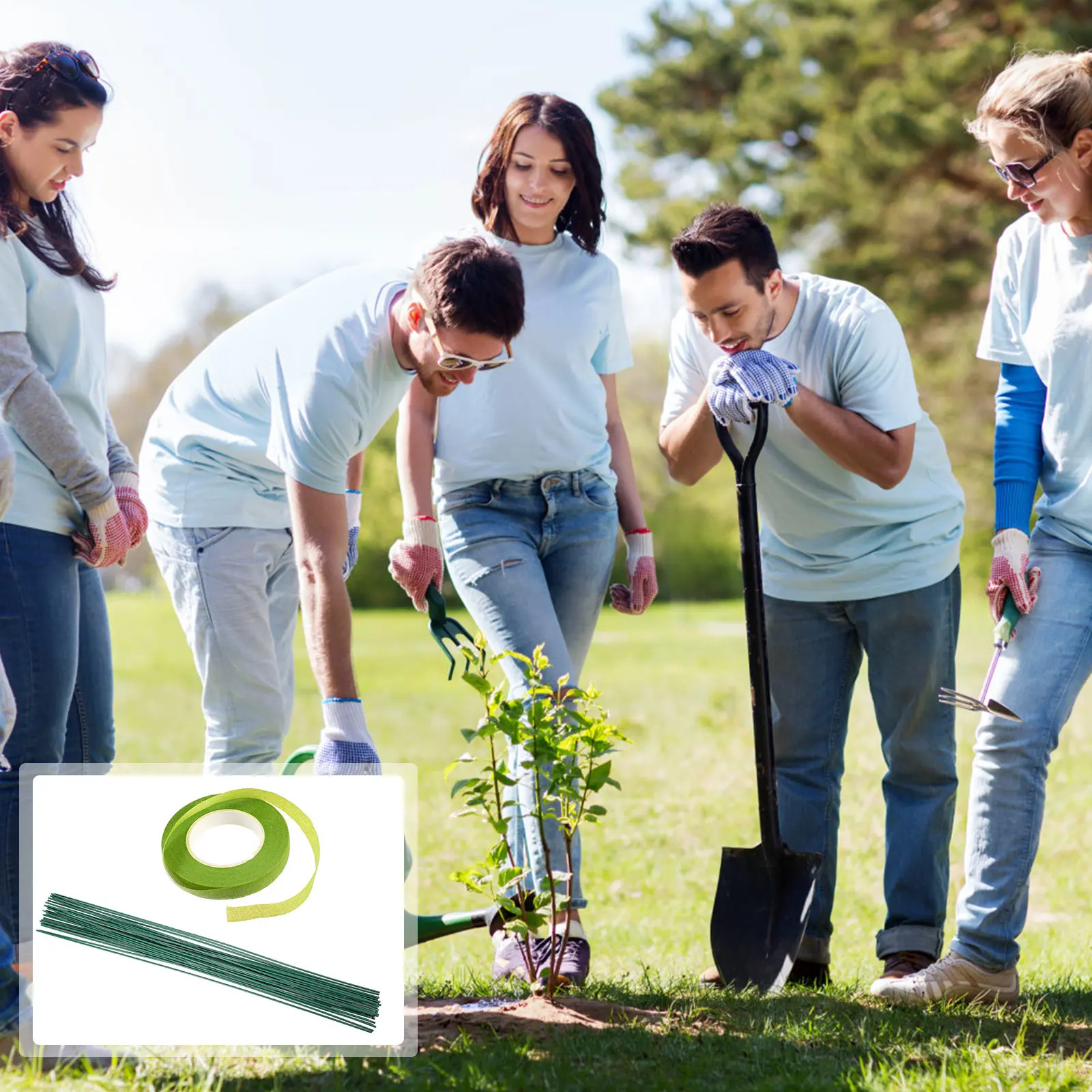 

30Pcs Thick Floral Stem Wires Green Tape Included for Wedding Bouquets Home Decor Artificial Flower Arrangement Supplies