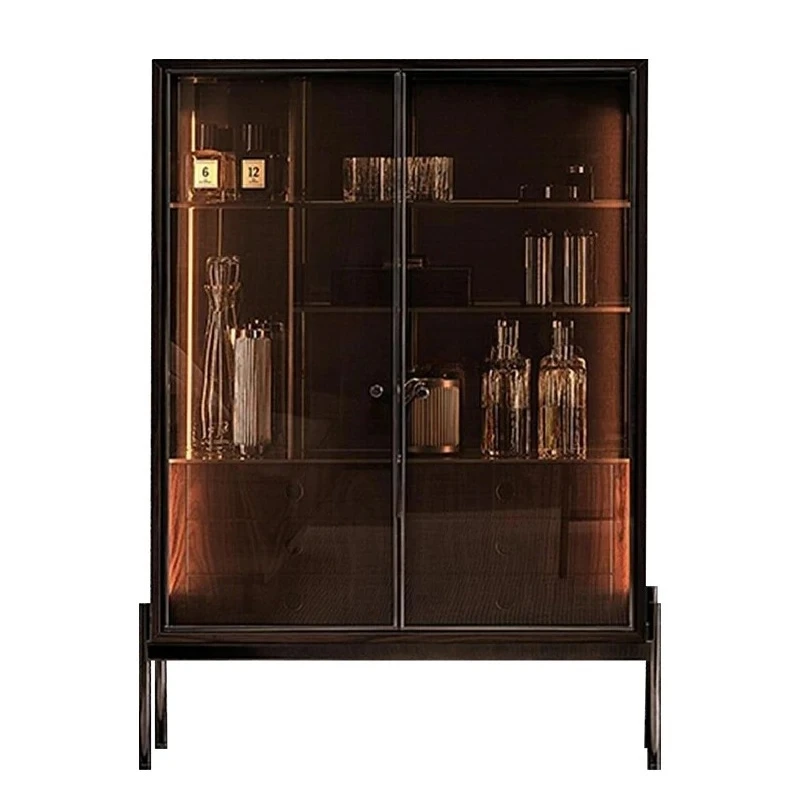light luxury solid wood wine cabinet minimalist display cabinet living room wall decoration dining sideboard