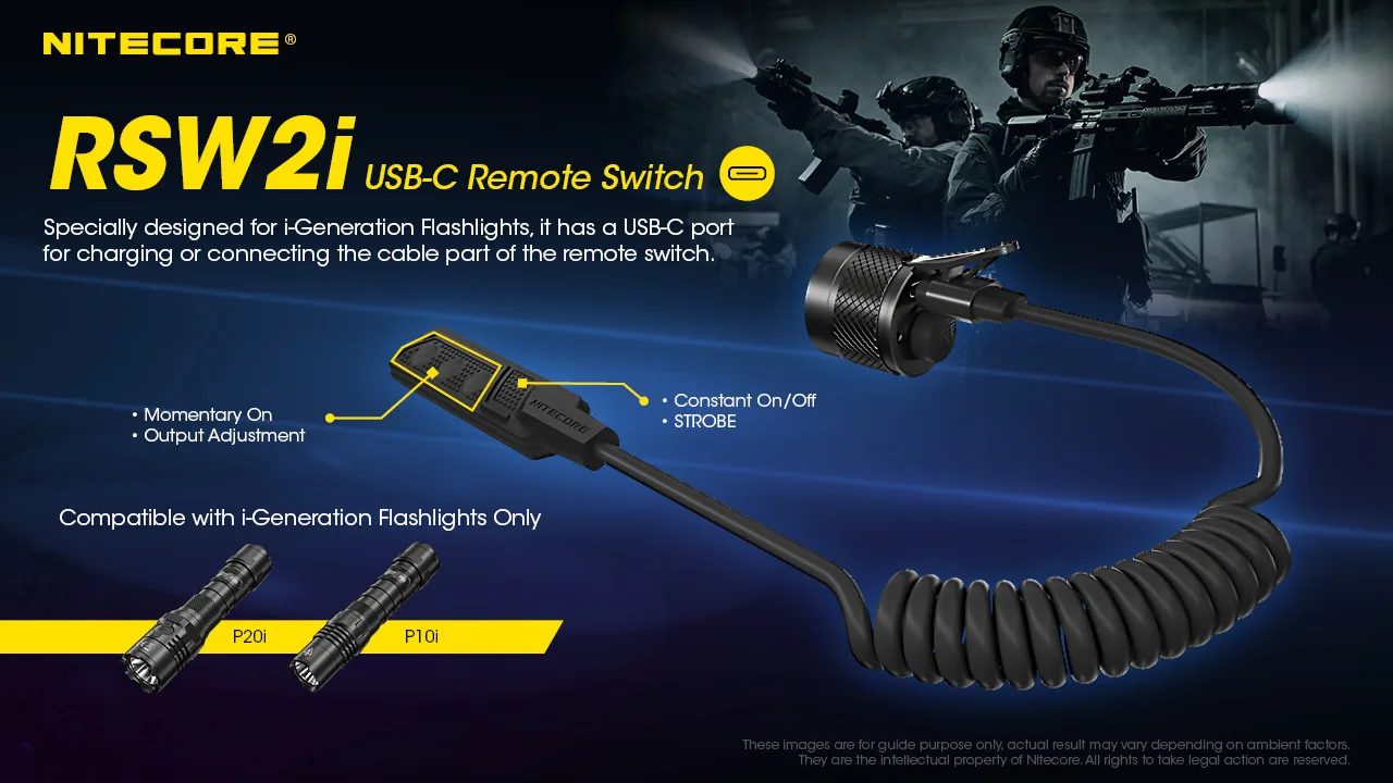 NITECORE RSW2i flashlight c-type tail tactical switch, suitable for i series flashlight products, support charging