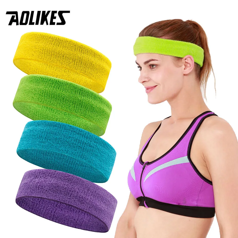 AOLIKES 1PCS Baumwolle Athletische Stirnband Elastische Schweißbänder Frauen Männer Basketball Sport Gym Fitness Schweiß Band Volleyball Tennis