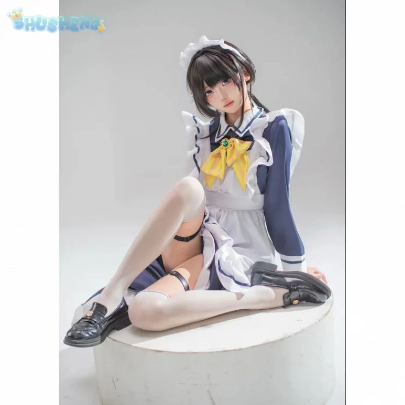 

Костюм для косплея Шики Натсуме из игры Cafe Stella to Shinigami no Chou, женское платье милой горничной, головной убор, носки, для Хэллоуина, в стиле Лолита